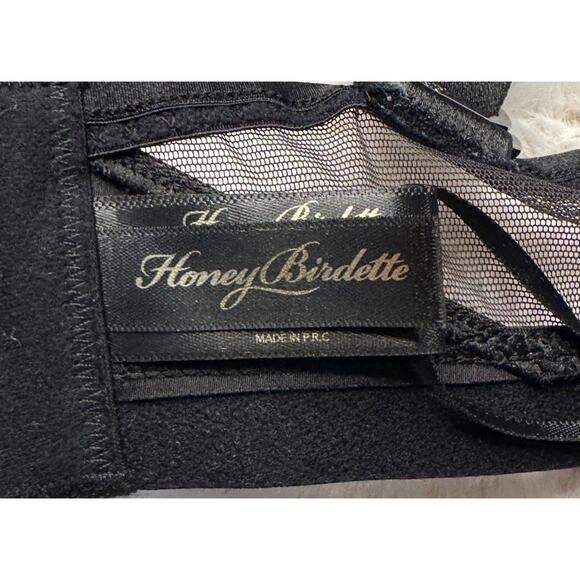 Honey Birdette VESNA🖤 Black Mesh Panel 2 Piece Set 32D Bra & XS Thong - Picture 5 of 9